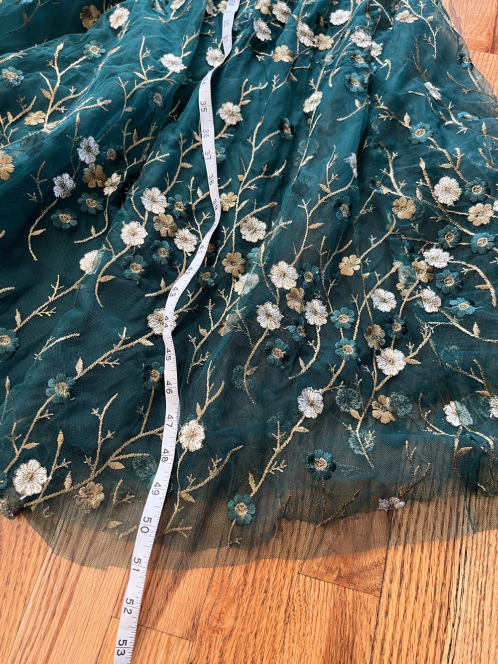 Baltic Born Arabella Embroidered Tulle Dark Green Floral Maxi Dress M b3 - Picture 6 of 8
